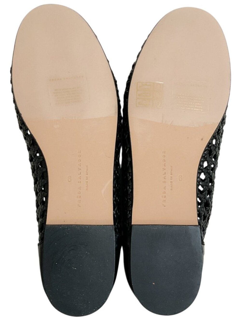 Freda Salvador Black Leather Riley Woven Round Toe Flats - Picture 7 of 11
